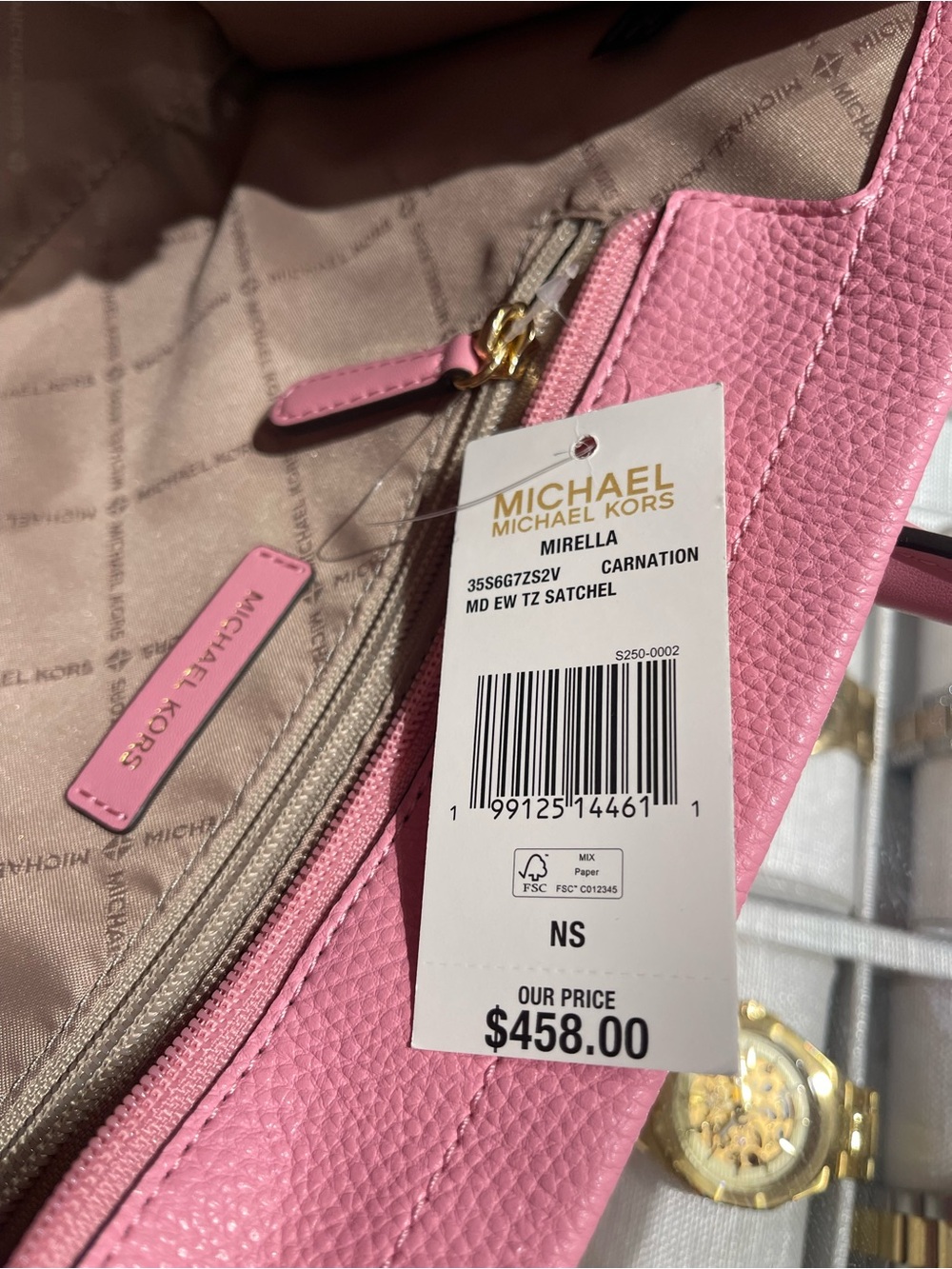 Michael Kors Mirella Med Logo Debossed Satchel Shoulder Tote Handbag Crossbody - Picture 4 of 16